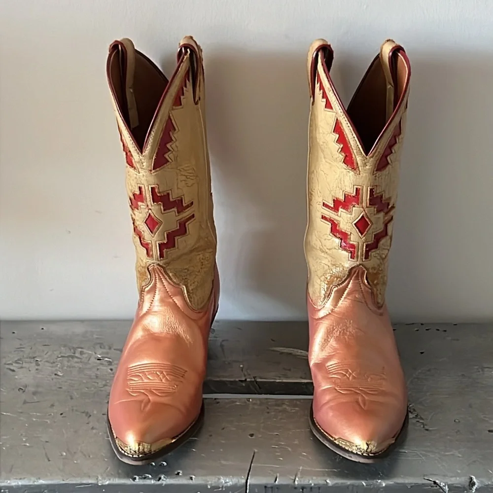 Vintage Cowboy Boots- Aztec Navajo Southwest - Picture 5 of 17